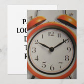 BACKWARDS CLOCK INVITATION KAART (Voorkant / Achterkant)