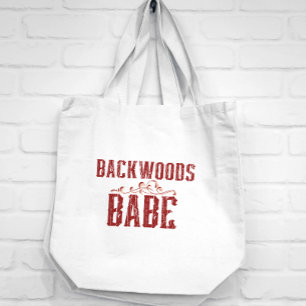 Backwoods Babe Typografie Grote Tote Bag
