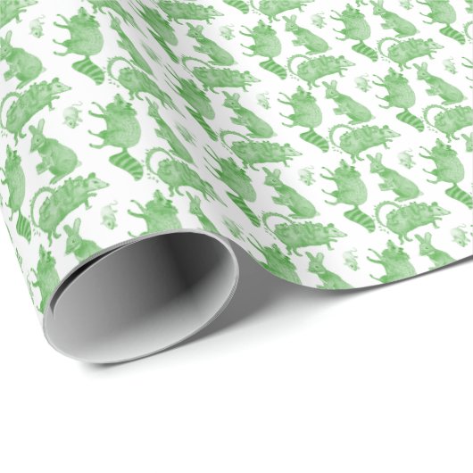 Backyard Animals Holiday Wrapping Paper (Green) Cadeaupapier (Rol Hoek)