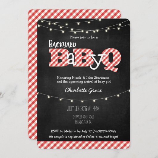 Backyard BaByQ Bash BBQ Baby shower Uitnodiging (Voorkant / Achterkant)