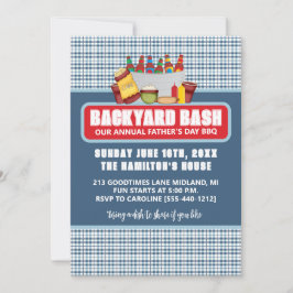Backyard Bash Jaarlijkse Vaderdag BBQ Uitnodiginge Kaart