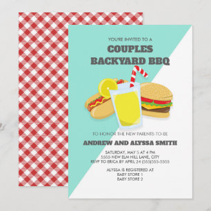 Backyard BBQ Couples Baby shower Invite Kaart