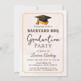 Backyard BBQ Graduation Party Invitation Kaart