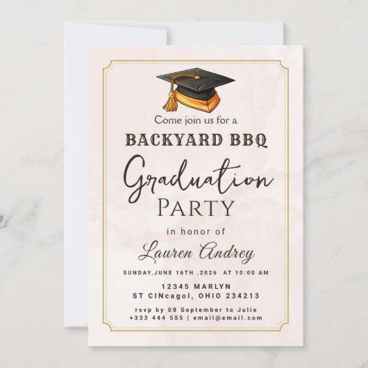 Backyard BBQ Graduation Party Invitation Kaart (Voorkant)