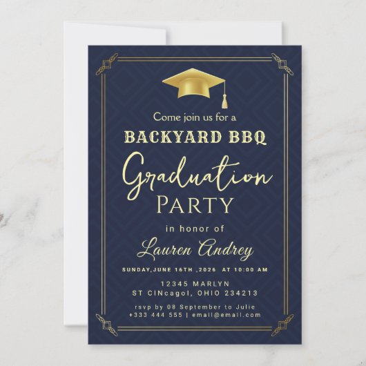 Backyard BBQ Graduation Party Invitation Kaart (Voorkant)