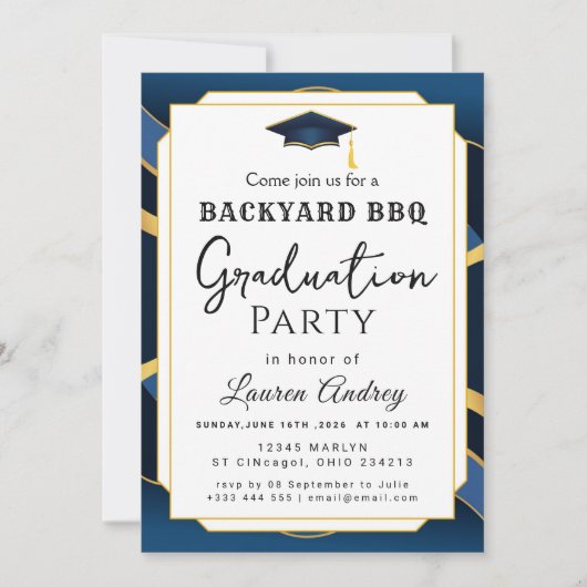 Backyard BBQ Graduation Party Invitation Kaart (Voorkant)