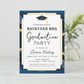 Backyard BBQ Graduation Party Invitation Kaart (Staand voorkant)