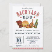 Backyard BBQ Male Birthday Red Gingham Craft Invit Kaart (Voorkant)