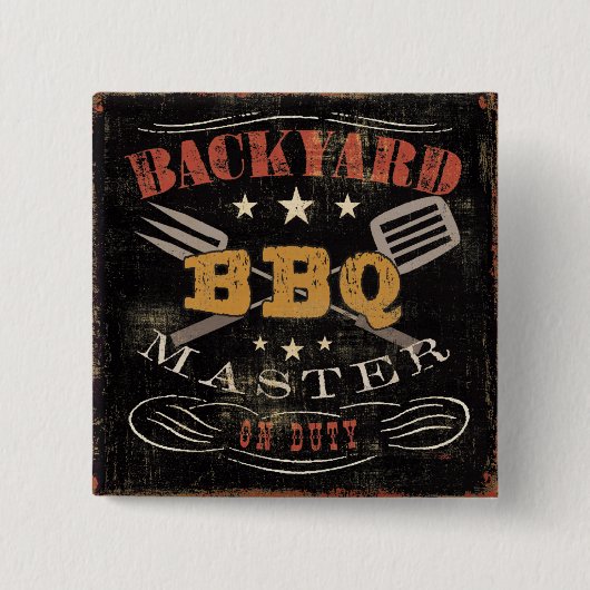 Backyard BBQ Master Vierkante Button 5,1 Cm (Voorkant)