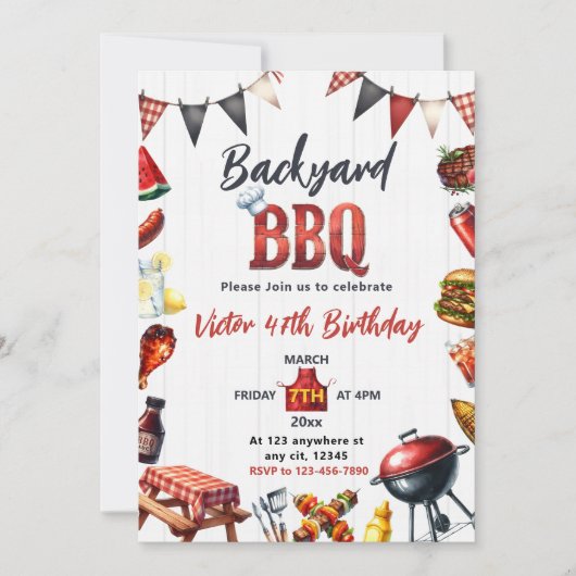 Backyard BBQ Party Barbecue Birthday Kaart (Voorkant)