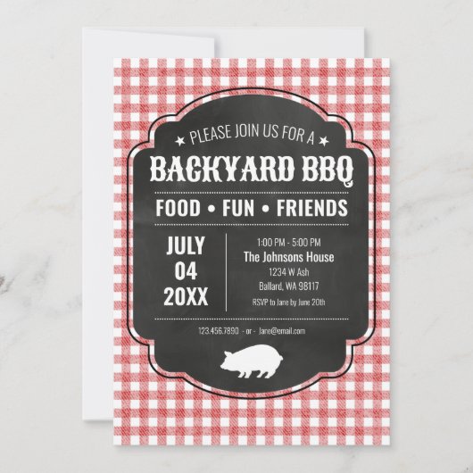 Backyard BBQ Party Invitation Kaart (Voorkant)
