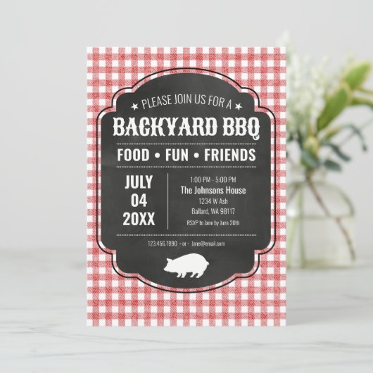 Backyard BBQ Party Invitation Kaart (Staand voorkant)