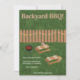 Backyard BBQ Party Invitation Kaart