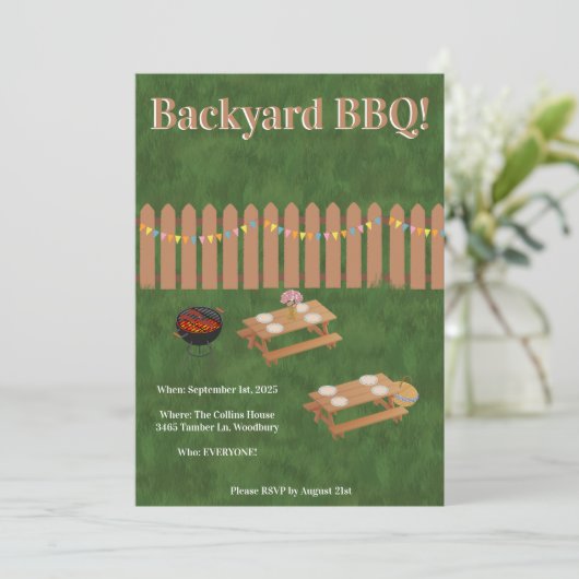 Backyard BBQ Party Invitation Kaart (Staand voorkant)