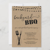 Backyard BBQ Party Invitation - Rustic Kraft Kaart (Voorkant)