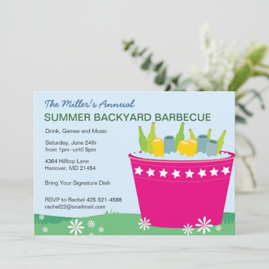 Backyard BBQ Party Invites Kaart (Staand voorkant)
