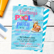 Backyard BBQ Pool Party Verjaardag uitnodiging
