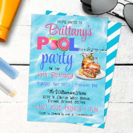Backyard BBQ Pool Party Verjaardag uitnodiging