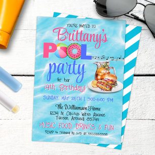 Backyard BBQ Pool Party Verjaardag uitnodiging