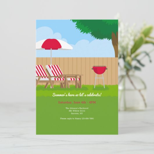 Backyard BBQ Uitnodiging (Staand voorkant)
