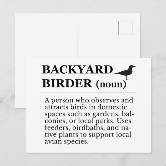 Backyard Birder Definition - Garden Birdwatching Briefkaart (Voorkant / Achterkant)