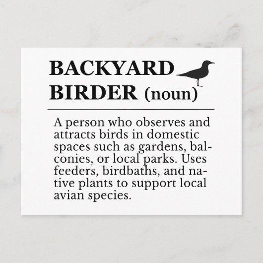 Backyard Birder Definition - Garden Birdwatching Briefkaart (Voorkant)