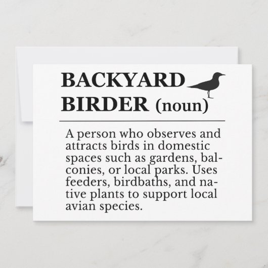 Backyard Birder Definition - Garden Birdwatching Kaart (Voorkant)