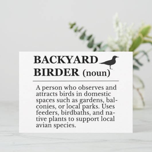 Backyard Birder Definition - Garden Birdwatching Kaart (Staand voorkant)