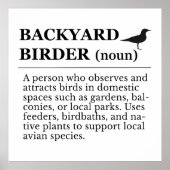 Backyard Birder Definition - Garden Birdwatching Poster (Voorkant)