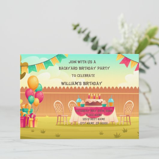 BackYard Birthday Party Kaart (Staand voorkant)