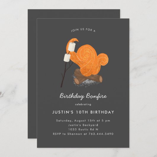 Backyard Bonfire Birthday Party Kaart (Voorkant / Achterkant)