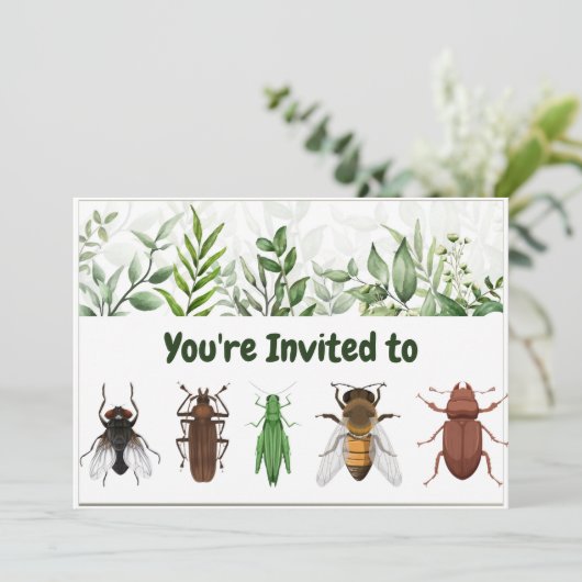 Backyard Bug Collecting Custom Birthday Party Kaart (Staand voorkant)