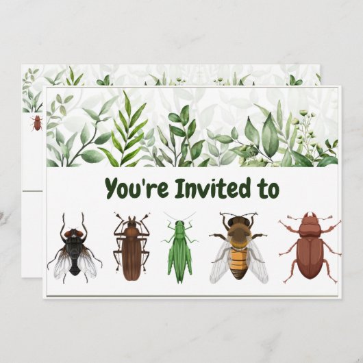 Backyard Bug Collecting Custom Birthday Party Kaart (Voorkant / Achterkant)