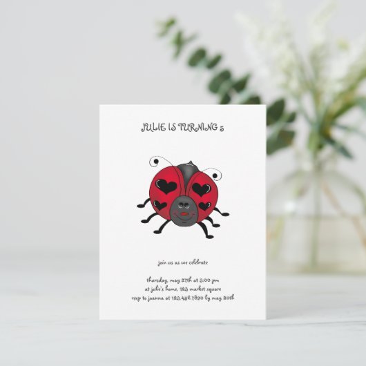 Backyard Buggies ・ glimlachend Ladybug Kaart (Staand voorkant)