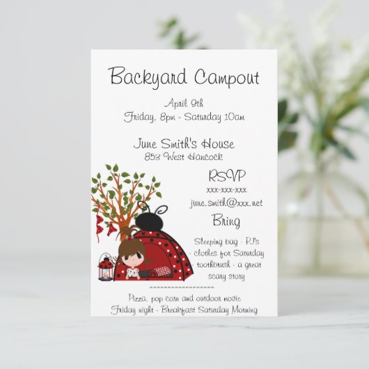 Backyard Campout Kaart (Staand voorkant)