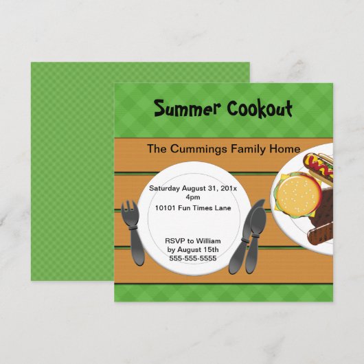 Backyard Cookout Uitnodiging (Voorkant / Achterkant)