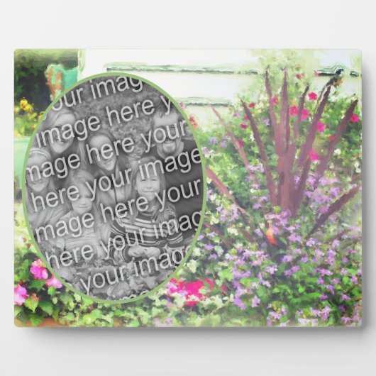 Backyard Flower Garden Painting Uw foto toevoegen Fotoplaat (Voorkant)