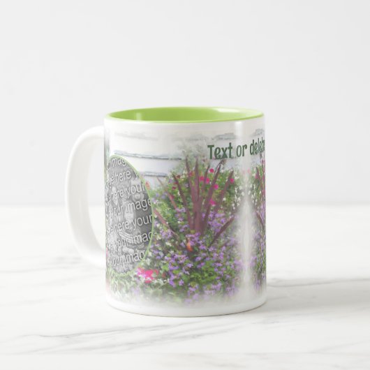 Backyard Flower Garden Painting Uw foto toevoegen Tweekleurige Koffiemok (Voorkant links)