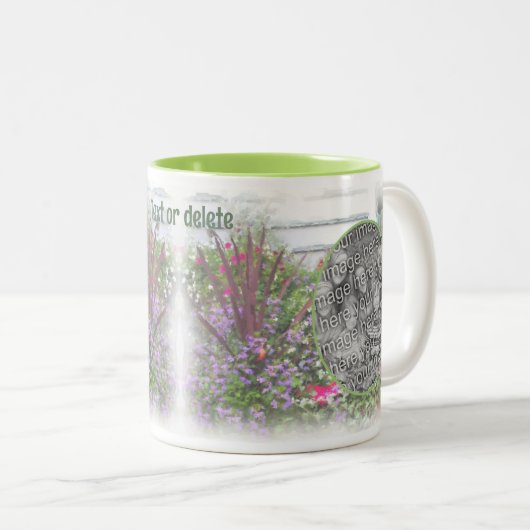 Backyard Flower Garden Painting Uw foto toevoegen Tweekleurige Koffiemok (Voorkant rechts)
