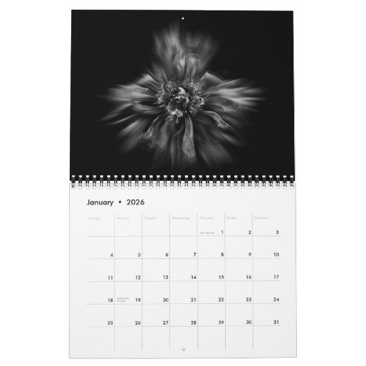 Backyard Flowers In Black And White No 49 Flow Kalender (Jan 2026)