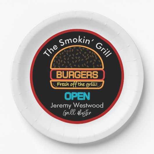 Backyard Grill Master Burgers Papier Borden Papieren Bordje (Voorkant)