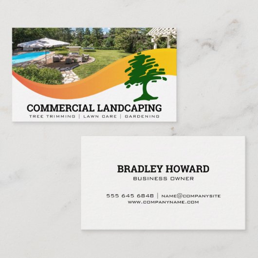 Backyard Lawn | Bomen-Logo | Landschapsontwerp Visitekaartje (Voorkant / Achterkant)