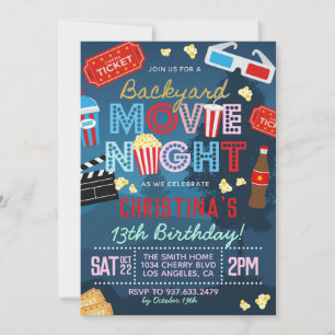 Backyard Movie Birthday Birthday Uitnodiging