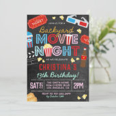 Backyard Movie Birthday Birthday Uitnodiging (Staand voorkant)