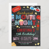Backyard Movie Birthday Birthday Uitnodiging (Voorkant / Achterkant)