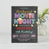Backyard Movie Birthday Birthday Uitnodiging (Staand voorkant)
