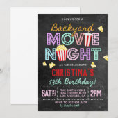 Backyard Movie Birthday Birthday Uitnodiging (Voorkant / Achterkant)