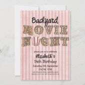 Backyard Movie Night Popcorn Marquee Lights Party Kaart (Voorkant)