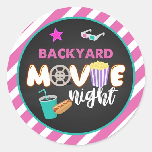 Backyard Movie Night Sticker - Girl (Voorkant)