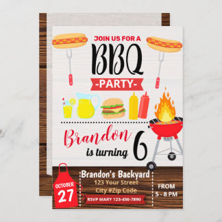 BACKYARD PARTY BBQ BIRTHDAY INVITATION KAART